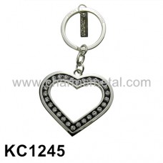 KC1245 - Heart With Crystal Metal Key Chain